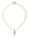 Vivienne Westwood Cn One Row Pearl Drop Chocker In Platinum Pearl Multi