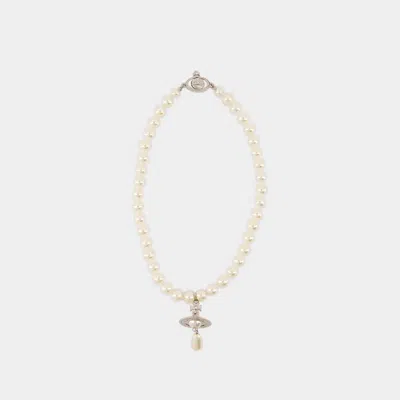 Vivienne Westwood One Row Pearl Drop Choker In White