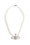 Vivienne Westwood One Row Pearl Orb Choker In White