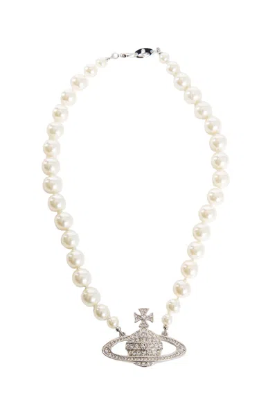 Vivienne Westwood One Row Pearl Orb Choker In White