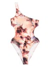 Vivienne Westwood One Shoulder Swimsuit In Neutrals