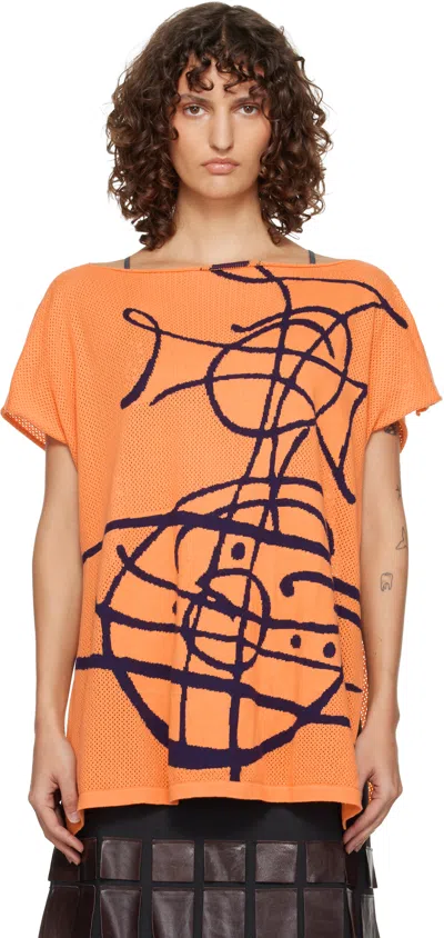 Vivienne Westwood Orange Beach Top Graffiti Orb Cover-up Top