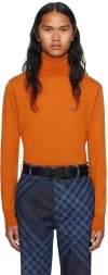 Vivienne Westwood Orange Embroidered Turtleneck In 233-y0006-f410