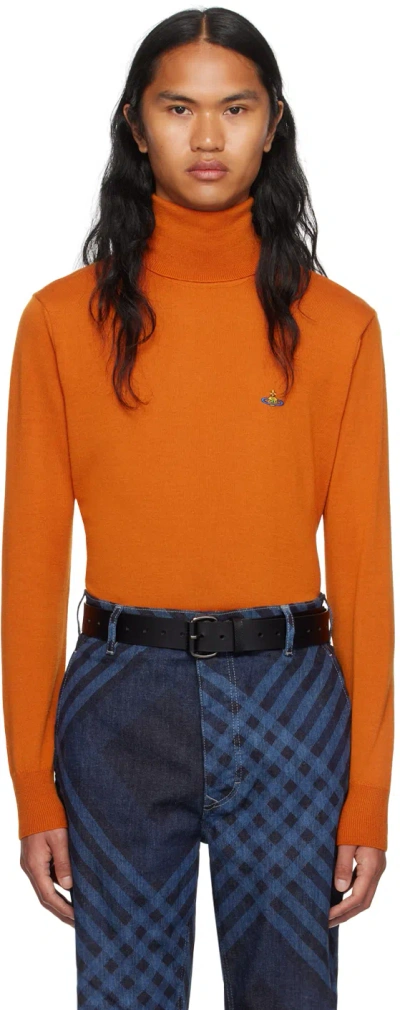 Vivienne Westwood Orange Embroidered Turtleneck In 233-y0006-f410
