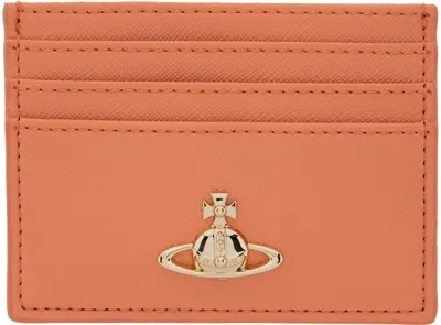 Vivienne Westwood Orange Saffiano Card Holder In F401 Orange