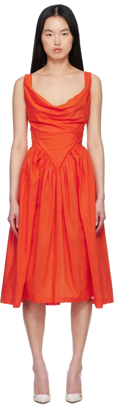 VIVIENNE WESTWOOD ORANGE SUNDAY MIDI DRESS