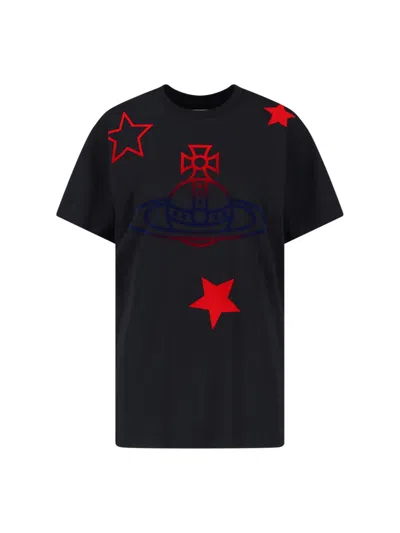 Vivienne Westwood T-shirt Orb And Stars In Black