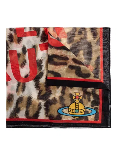 Vivienne Westwood Orb Animal-print Scarf In Multi