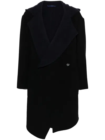 Vivienne Westwood Asymmetric Hem Drop Shoulder Coat With Slouchy Hood In Black