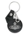 Vivienne Westwood Leather "orb" Keychain In Black