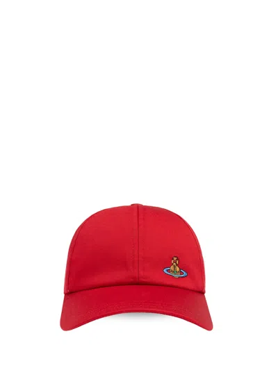 Vivienne Westwood Orb-embroidered Cap In Red