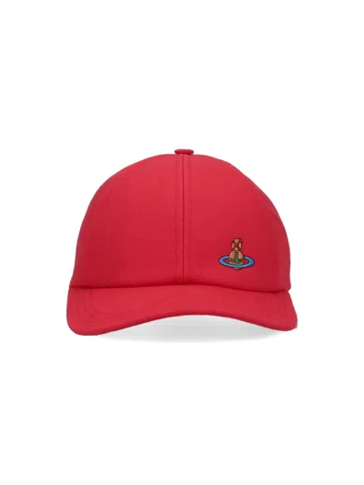 Vivienne Westwood Orb-embroidered Cap In Red