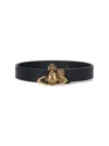 Vivienne Westwood Adjustable Length Gold-tone Buckle Smooth Finish Belts In Black