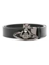 Vivienne Westwood Adjustable Metal Buckle Smooth Finish Belts In Black