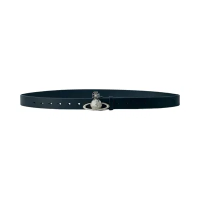Pre-owned Vivienne Westwood Orb Buckle Belt 'black' | Women's Size M/l