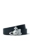 Vivienne Westwood Orb Buckle Leather Belt In Black