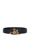 Vivienne Westwood Adjustable Length Gold-tone Buckle Smooth Finish Belts In Black