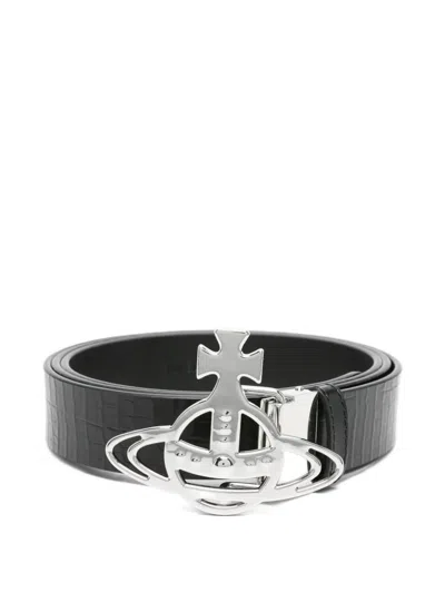 Vivienne Westwood Orb-buckle Leather Belt In Black