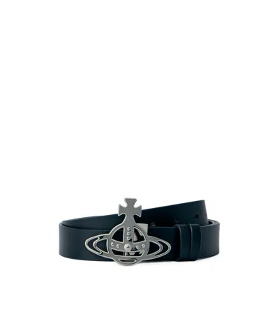Vivienne Westwood Orb-buckle Leather Belt In Metallic
