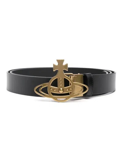 Vivienne Westwood Orb-buckle Leather Belt In Schwarz