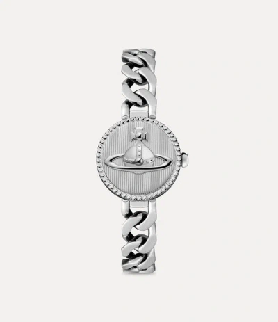 Vivienne Westwood Orb Button Watch Silver Stainless Steel Women In Green