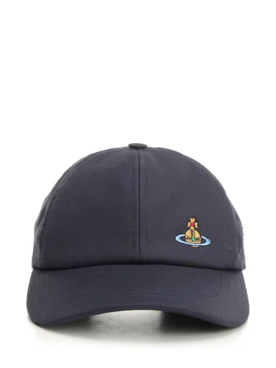 Vivienne Westwood Orb Cap Hats Blue In Gray