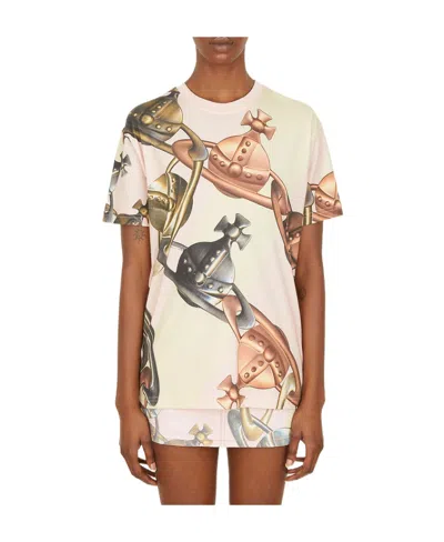 Vivienne Westwood Orb Chain Printed Crewneck T-shirt In Nude