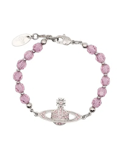 Vivienne Westwood Orb-charm Beaded Bracelet In Pink