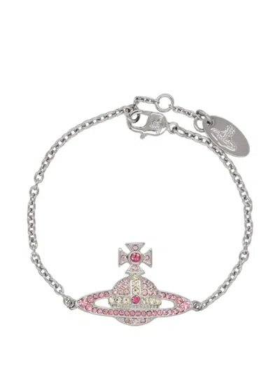 Vivienne Westwood Orb Charm Brass Bracelet In Burgundy