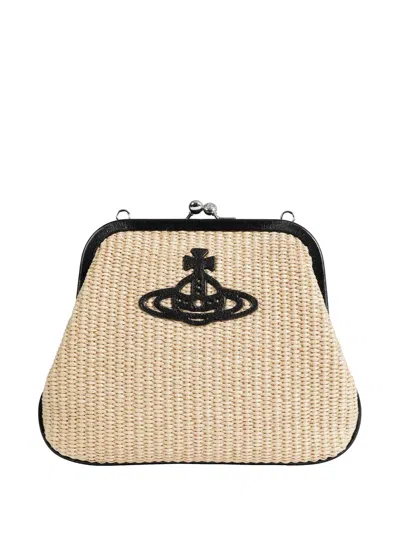 Vivienne Westwood Orb Clutch Bag In Brown