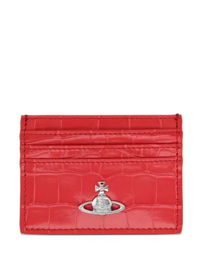Vivienne Westwood Orb Croc-effect Cardholder In Red