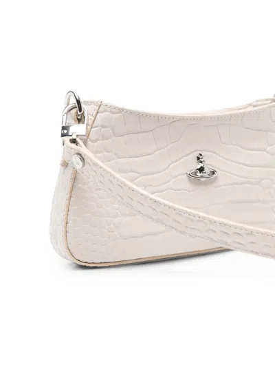 Vivienne Westwood Orb Croc-effect Shoulder Bag In Neutral