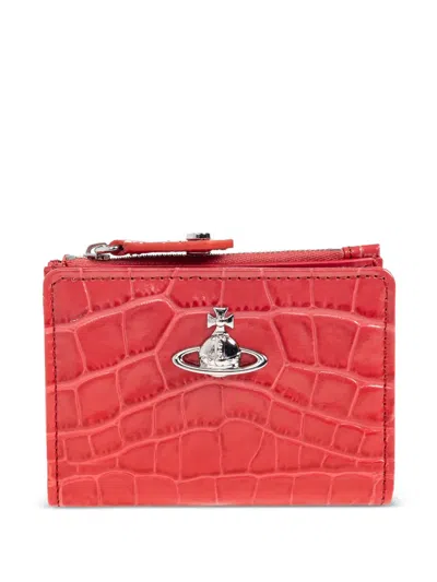 Vivienne Westwood Orb Croc-effect Wallet In Red