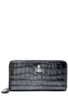 Vivienne Westwood Orb Crocodile-effect Leather Wallet In Anthracite