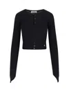Vivienne Westwood Cropped Ribbed Cardigan With Multicolor Logo In Black