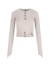 Vivienne Westwood Sleeve Button Cropped Ribbed Top In Neutral