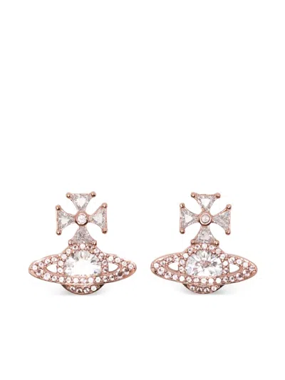 Vivienne Westwood Orb Cross Brass Earrings In Pink