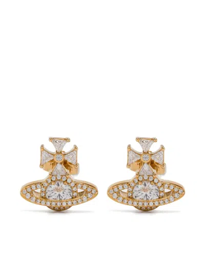 Vivienne Westwood Orb Cross Cubic Zirconia Earrings