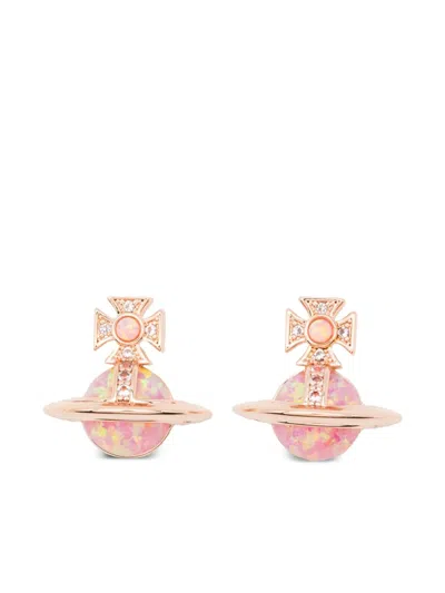 Vivienne Westwood Orb Cross Earrings In Pink