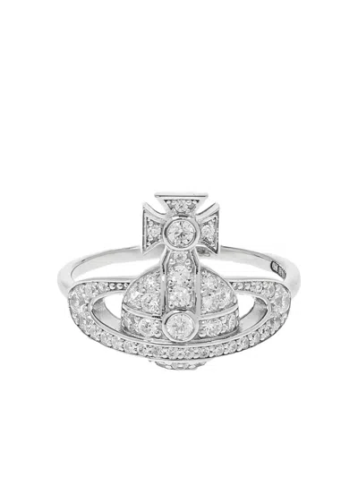 Vivienne Westwood Orb Cross Ring In Metallic
