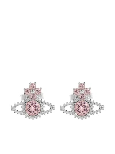 Vivienne Westwood Orb Crystal-embellished Earrings In Burgundy