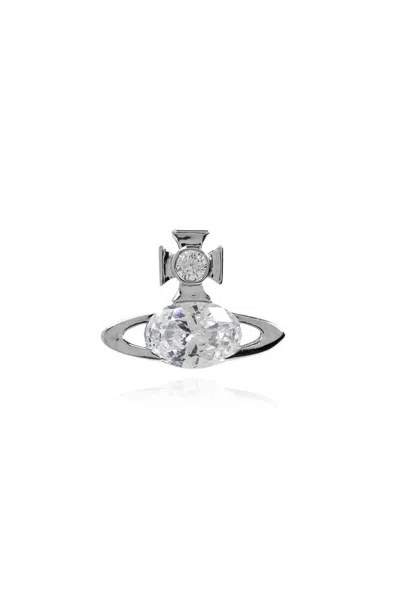 Vivienne Westwood Orb Crystal Embellished Single Earring In Silver