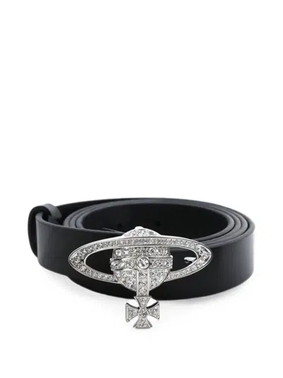 Vivienne Westwood Orb Crystal-embellished Belt In Black