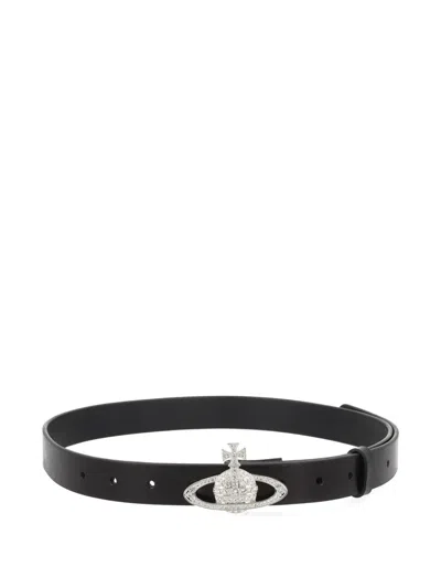 Vivienne Westwood Leather Belt Multiple Holes Unisex Style In Black