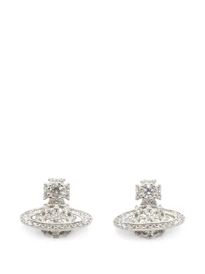 Pre-owned Vivienne Westwood Orb Crystal-embellished Earrings In Silver