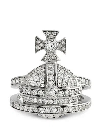 Vivienne Westwood Orb Crystal-embellished Ring In Metallic