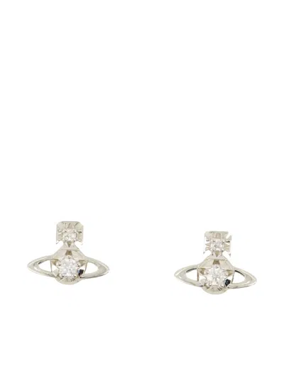 Vivienne Westwood Orb Cubic Zirconia Earrings In Metallic