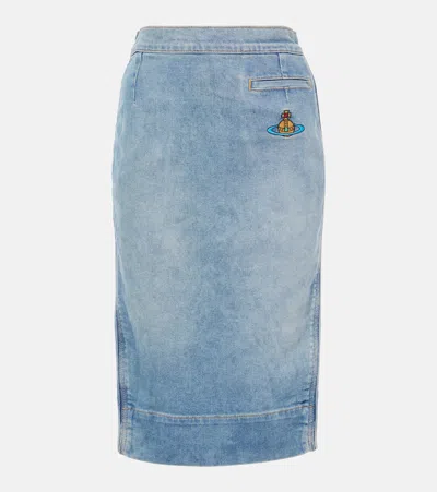 Vivienne Westwood Orb Denim Pencil Skirt In Blue