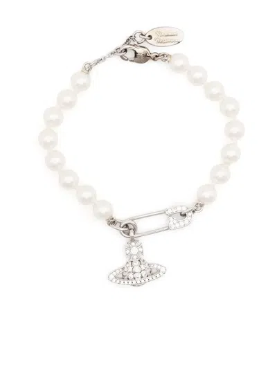Vivienne Westwood Orb-detail Bead Bracelet In Neutrals