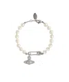 Vivienne Westwood Lucrece Pearl Bracelet Silver Swarovski Pearls Women In White